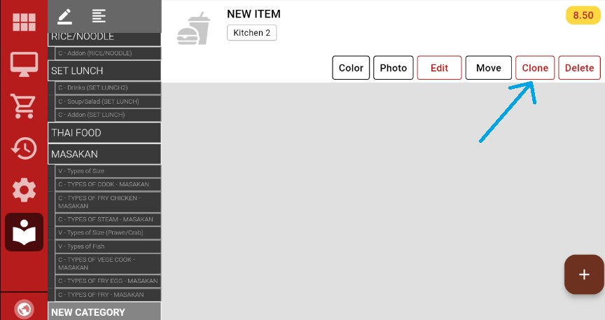 Clone button selection