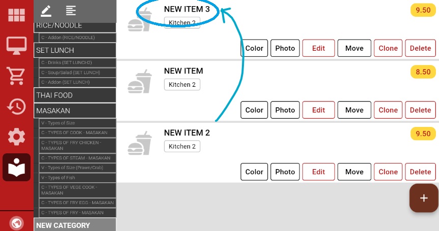 Release to drop item in new position
