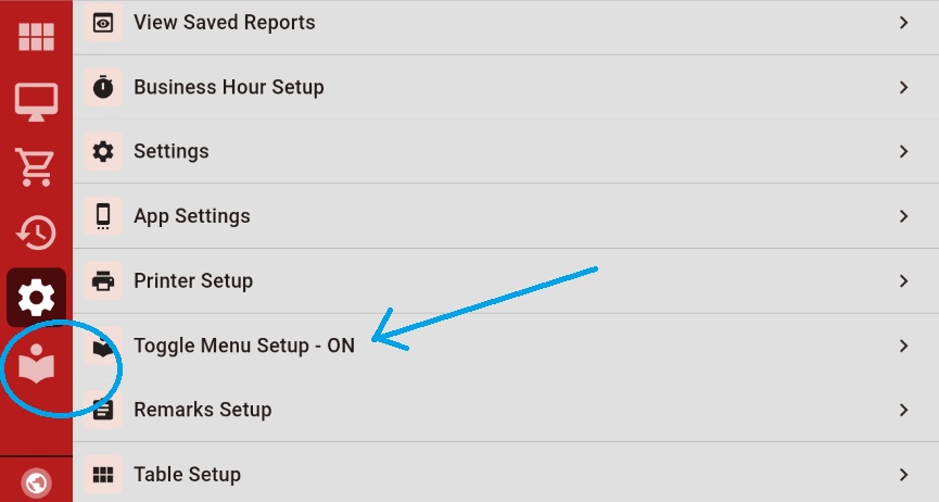 Toggle Menu Setup to ON