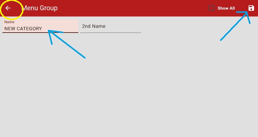 Category name input and save