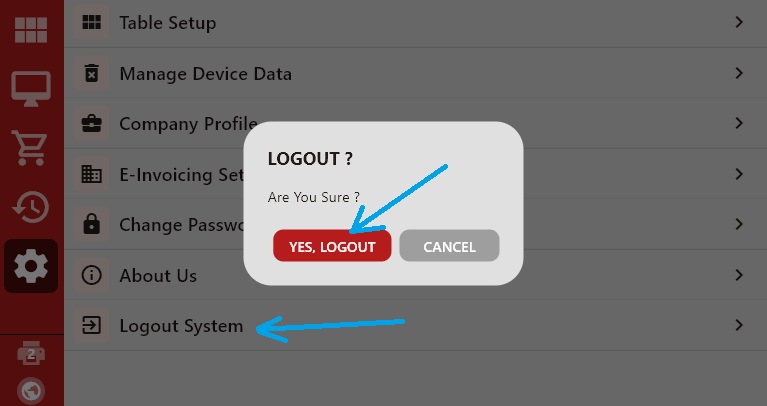 Logout confirmation dialog