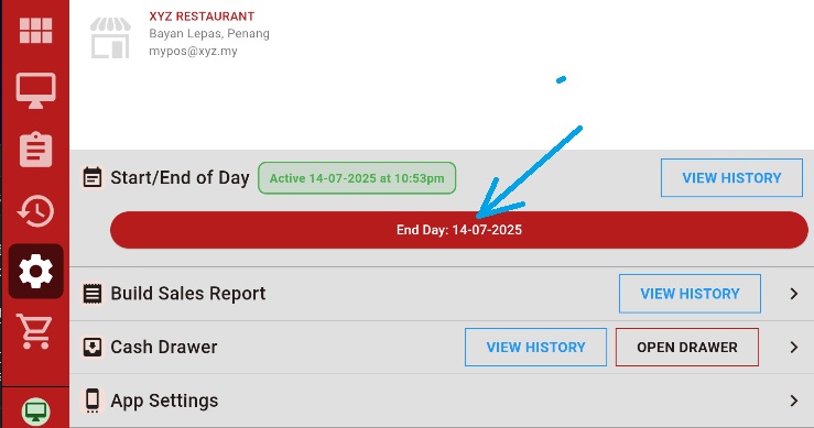 End Day red button confirmation