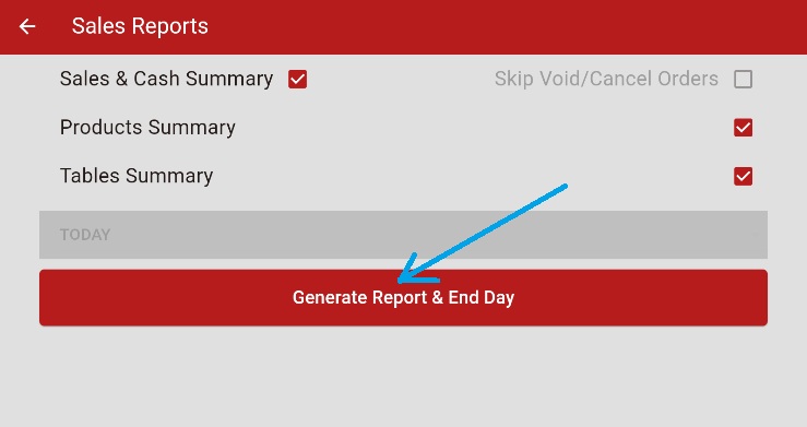 Daily report generation screen
