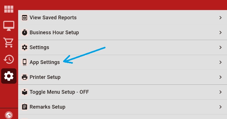 App Settings menu location
