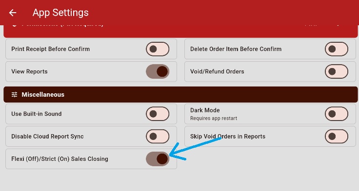 Enable strict sales closing setting